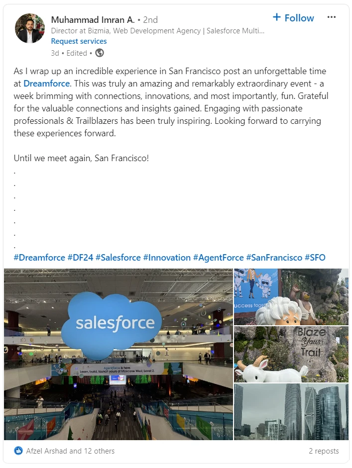 Wrap up Dreamforce LinkedIn Post